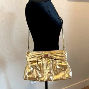 Gold Metallic Bow Shoulder Bag | Evening Clutch | Y2K Glam